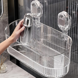 New Suction Cup Bathroom Shelf, No-Drill Wall-Mounted Storage Rack for Toilet and Washbasin, Various Types