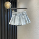 2025 summer new hot girl high waist pleated skirt ultra short denim skirt anti-exposure A-line versatile elastic short skirt trendy