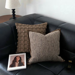 Brown Wabi-Sabi Style Simple Striped Wide-Edge Pillow Lumbar Pillow Pillowcase Living Room Sofa Cushion Model Room Pillow