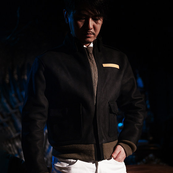 
Mo Chen Men's Oil Wax Uncoated Cowhide Small Lapel Leather Jacket Business Simple Leather Spring and Autumn A2