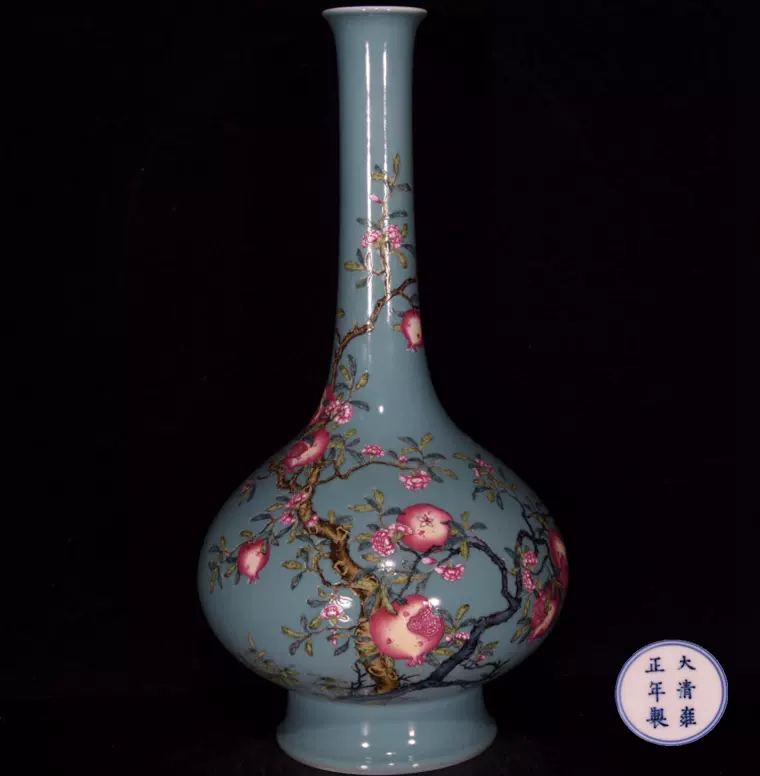 清康熙青花山水人物纹花觚凤尾尊古玩艺术老瓷器老货收藏品2207