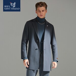 Reporting the bird men's winter wool coat youth leisure mid -length woolen woolen coat trench coat windbreaker winter suit suit leader