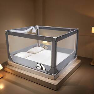 
Fence anti-fall U-shaped three-door bed mosquito net children's Class A anti-fall bed fully enclosed zipper square tent thick bracket