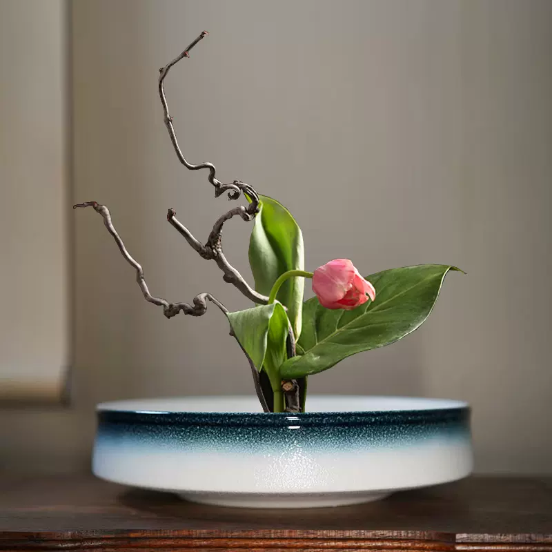 池坊 水盤 花器 生け花 花瓶 ブルー ガラス 池坊 生け花 生花 ガラス