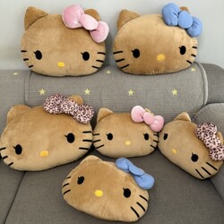 Xiaohongshu's Popular Black Leather Coffee-Colored Kitty Sofa Home Lazy Pillow Blanket Bed Cushion Car Headrest Neck Pillow