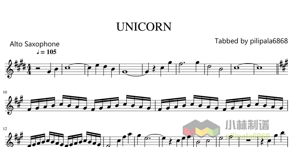 Unicorn 澤野弘之机动战士高达乐谱萨克斯谱alto 五线谱