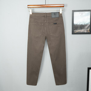 
2026 new summer thin nine-point casual jeans for men slim fit small feet coffee color ultra-thin high-end pure cotton elastic