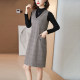 Autumn and winter sleeveless women's woolen vest skirt age-reducing strap dress temperament versatile base V-neck suit vest skirt