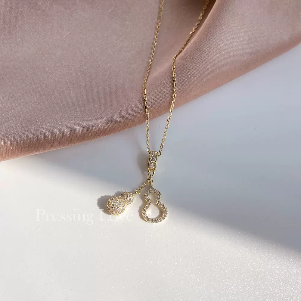 Pressing Love通體s925純銀項鏈女鍍14k金鎖骨鏈輕奢小眾