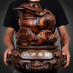 Large Fortune-Bringing Toad Figurine, Three-Legged Toad, Opening Gift, Golden Cicada, Shop Office Cashier Counter Decoration
