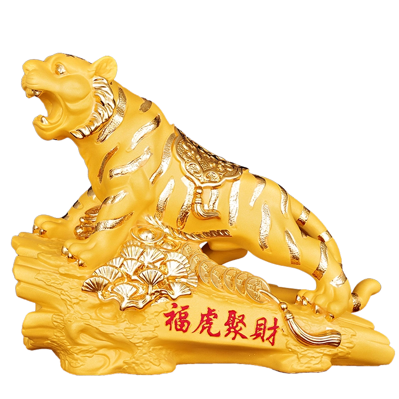 銅製 干支虎 虎嘯山河 茶台 机 事務室 招財 風水 装飾品 工芸