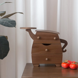 Dopamine Jewelry Box Desktop Storage Cabinet Entryway Storage Cute Cartoon Mini Solid Wood Waist-High Small Cabinet Gift