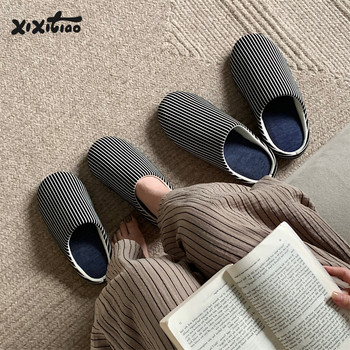 Thin strip ins simple black and white striped floor shoes