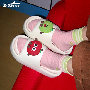 
Slim strips couple cute red apple slippers eva non-slip home funny sandals for men and women summer