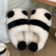 Thin strips of panda cotton slippers for women winter indoor home use non-slip cute plush warm confinement soft-soled shoes