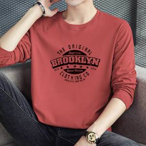 
T-shirt men's long-sleeved printed round neck with autumn and winter base shirt autumn clothes