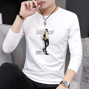 
Long-sleeved T-shirt for men's spring and autumn new trendy brand round neck with inner and outer base shirt