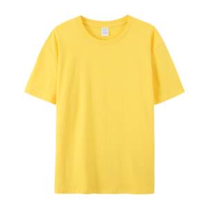 
Yellow cotton round neck short-sleeved T-shirt for men and women cotton base shirt with loose solid color T-shirt large size hip-hop