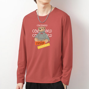 
Bear T-shirt men's long-sleeved trendy brand ins round neck top clothes with base shirt autumn shirt