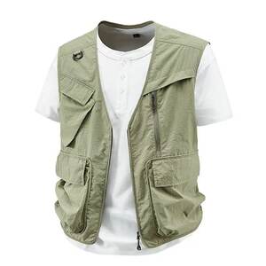 Functional tool quick-drying vest men's summer breathable outdoor fishing vest multi-pocket thin sleeveless vest jacket