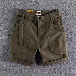 
Japanese army green retro shorts men's summer four-quarter pants trendy brand loose handsome pure cotton five-quarter overalls thin