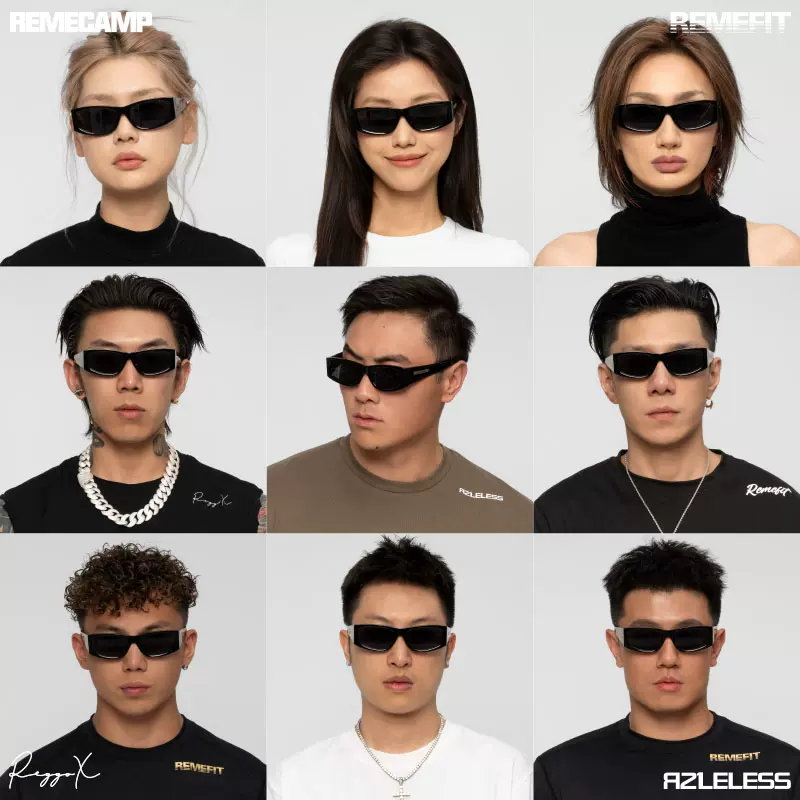 REMECAMP三方联名重工润泽板材不规则窄框男女通用墨镜