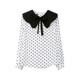 Polka dot large size chiffon shirt spring new style doll neck temperament celebrity base shirt slim long sleeve fat mm shirt women