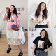 Cannes large-size women's autumn new fashionable and personalized versatile character printed short-sleeved cotton T-shirt