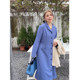 Vogana Cannes Family Large size original Korean version of the temperament, artistic, simple solid color long skirt, loose refute collar dress
