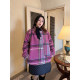 vogana Cannes home large size original silhouette Korean jacket winter retro plaid wool pullover top