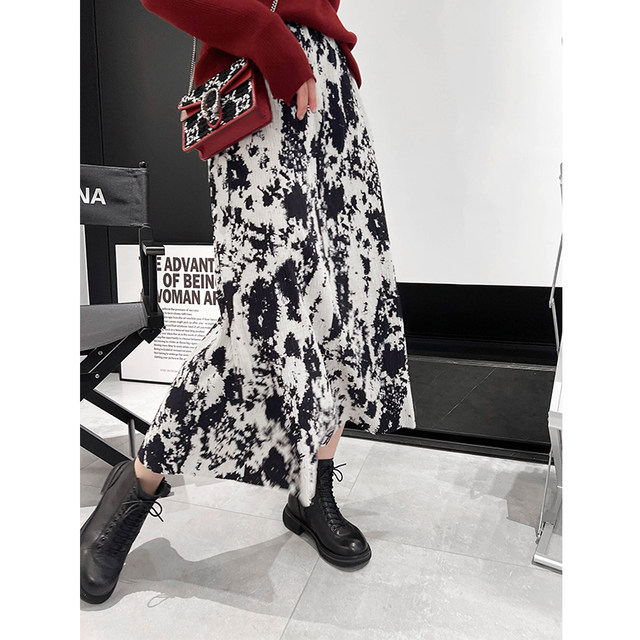 vogana Cannes home large size original autumn and winter retro loose slimming mid-length skirt for flesh-covering A-line skirt