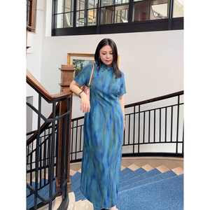 
VOGANA Cannes plus size women's clothing, gentle temperament, Chinese style new Chinese style loose slimming improved cheongsam dress