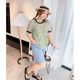 Vogana Cannes Family Large -size Original Summer Summer Lamous Round -neck Lace Shirt Sex Set 2 Set 2 Set