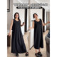 VOGANA Cannes home large size women's versatile black skirt loose and slim skin-friendly paper sheet vest skirt length
