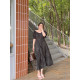 vogana Cannes home large size original French afternoon tea skirt for women's summer large v-neck waist A-line slim dress