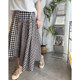 Vogana Cannes Large size original irregular skirt retro grid skirt loose and half -body skirt
