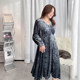 Vogana Cannes Family Large -size Original French Vocal Vull velvet Mid -long skirt temperament, waist high waist A -line dress
