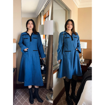 VOGANA Cannes plus size women's dress elegant texture braided strip small fragrant slim dress long and short style