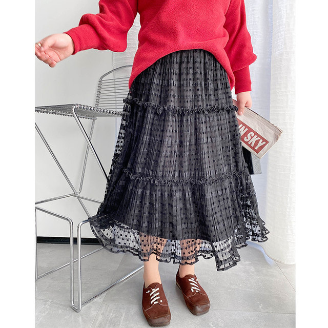 vogana Cannes home large size original age-reducing wood earrings princess dress retro print pleated lace skirt
