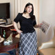 vogana Cannes home large size original French retro tilted neck top makes people look taller and younger girl chiffon shirt autumn