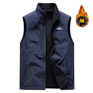 
alo vest men's velvet thickened vest liner stand collar waistcoat windproof casual outdoor sports fishing business