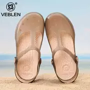 Veblen Croc Giày Nữ Màu Trơn Bao Đầu Giày Đi Biển Mùa Hè Chống Trơn Trượt Đế Dày Jelly Dép Dép Ngoài Trời Y Tá Xăng Đan