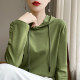 Spring hooded sweatshirt for women versatile cotton T-shirt long-sleeved top Korean style loose casual knitted thin hoodie
