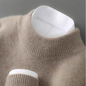 
2026 First-line Ready-to-Wear Wool Sweater Men's Half Turtle Collar Thick Sweater Winter Loose Cashmere Knitted Bottoming Sweater