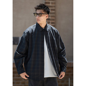
Batterup25 new autumn tops, jackets, Japanese retro casual loose plaid long-sleeved shirts for men
