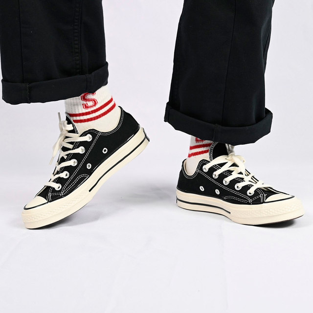Converse/Converse 1970S low-top three-star standard casual shoes for men and women retro black canvas shoes 162058C