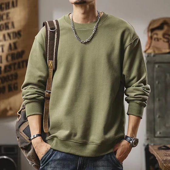 
Heavy sweatshirt for men in spring and autumn American couple long sleeve round neck early autumn casual hatless base shirt top