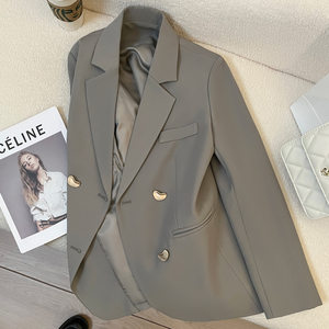 
2024 spring and autumn new gray high-end British style blazer women's French texture fashionable suit
