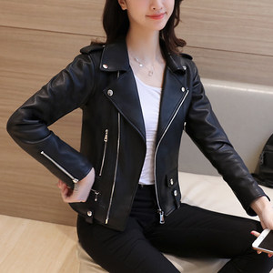 
Spring and autumn leather suit Korean women's PU leather jacket top short slim jacket motorcycle suit leather jacket suit job