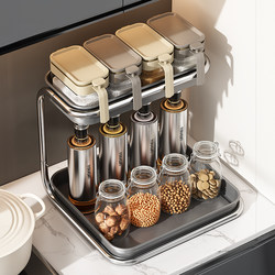 Condiment Storage Rack for Home Kitchen, Multifunctional Stainless Steel New Seasoning Jar Countertop Corner Storage Shelf